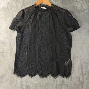 Rebecca Minkoff Yasmin women Black XS Lace Sheer Dainty Blouse Dark Boho‎ Floral